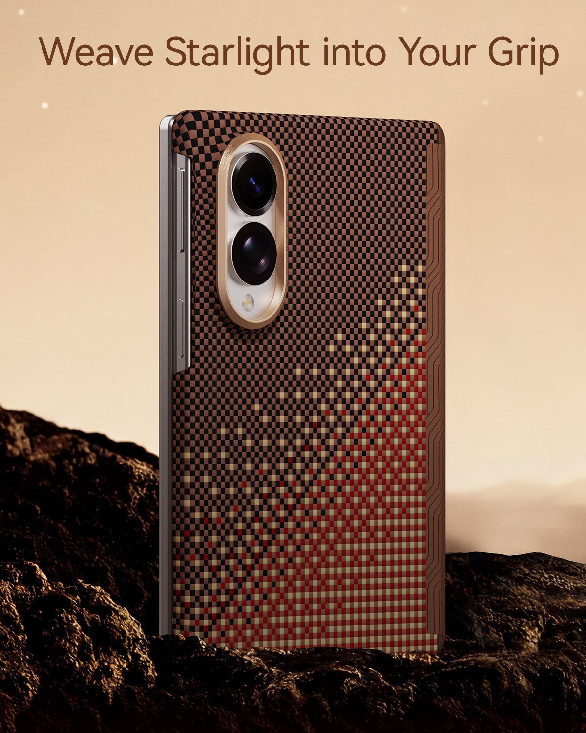RAPTIC Slim Magnetic Protective Case für Samsung Galaxy Z Fold8/Z Fold8 Ultra Faltbarer Bildschirm mit Aramid Kevlar - Serenity Amber
