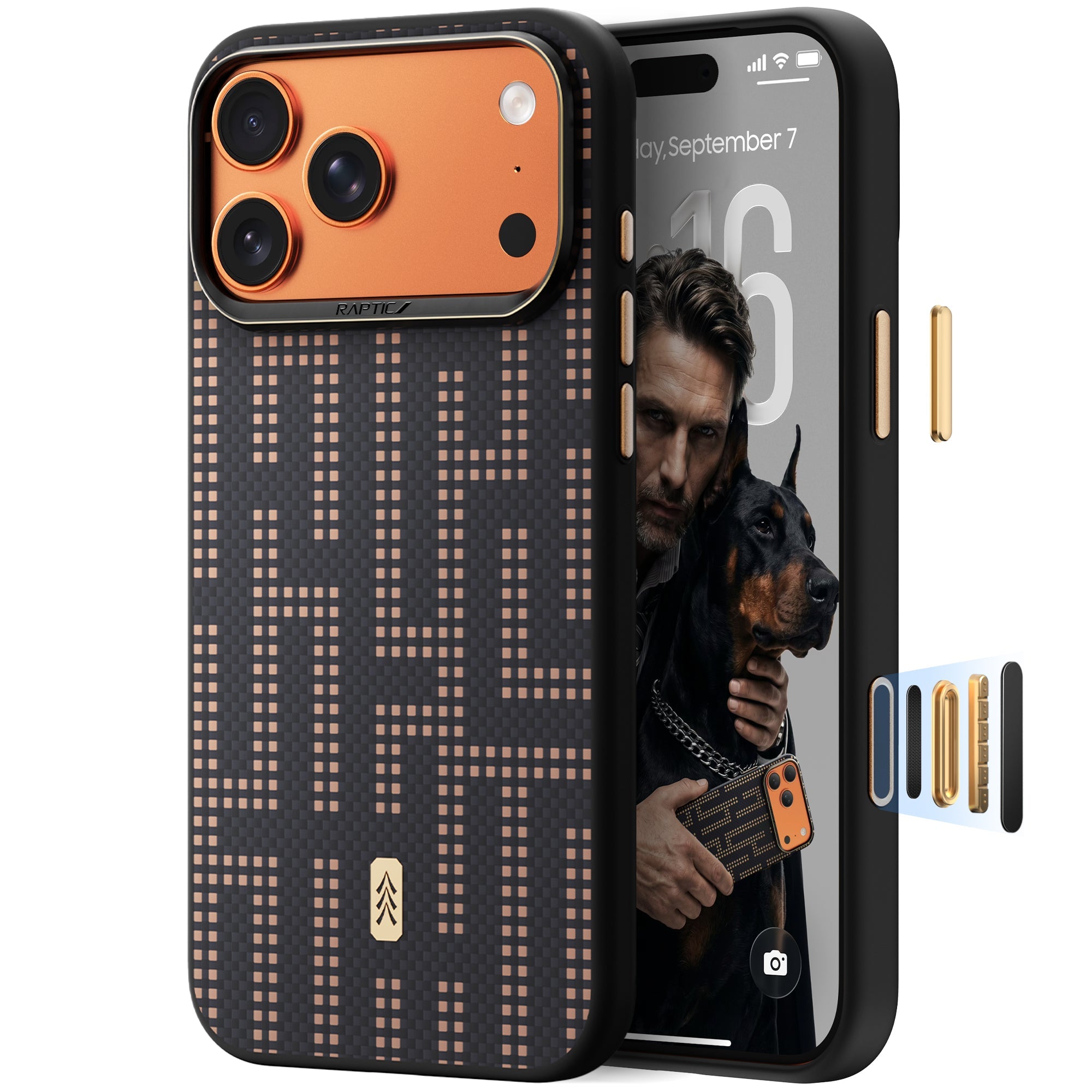 RAPTIC Aramid Dual Magsafe Telefongehäuse für iPhone 17 Pro / 17 Pro Max - Grid Valor