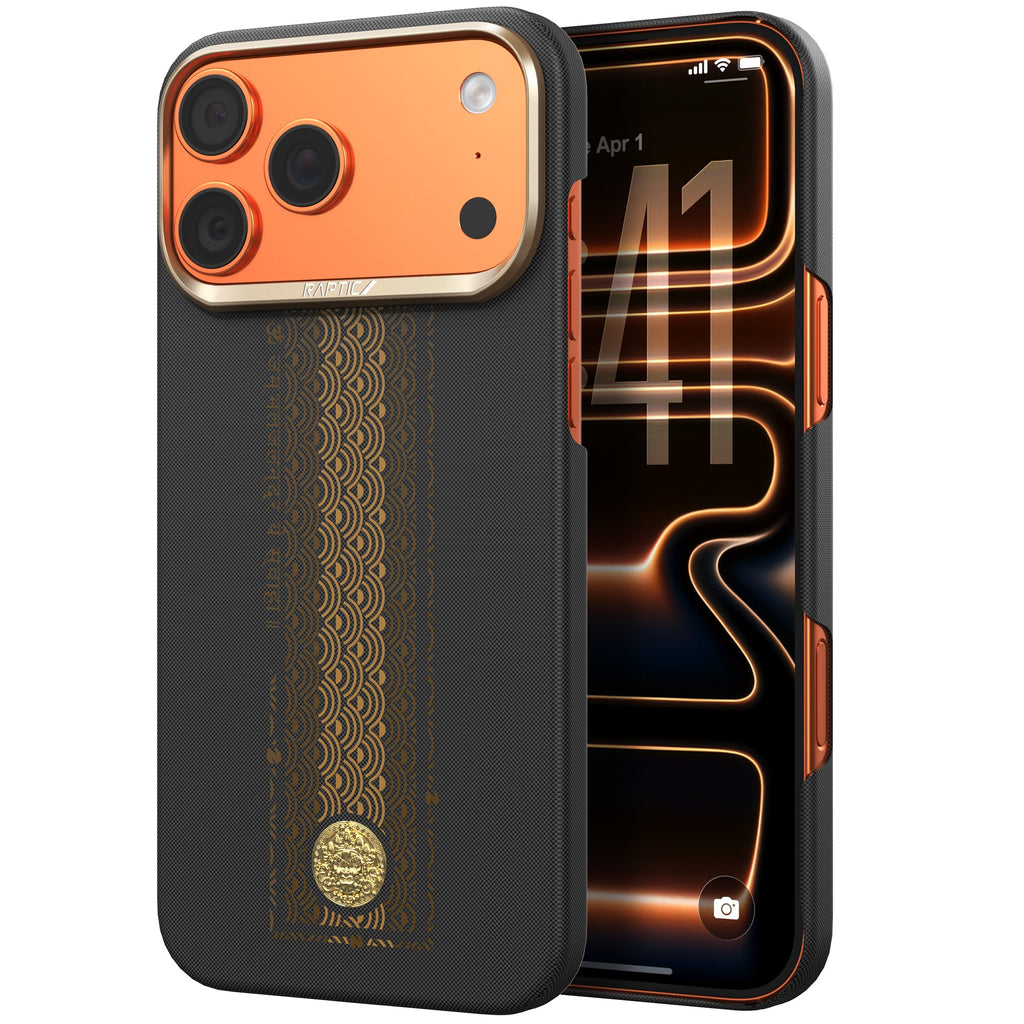 Raptic Aramid Fortune Case für iPhone 17 Pro-24K Gold getaucht Yellow Dzambhala