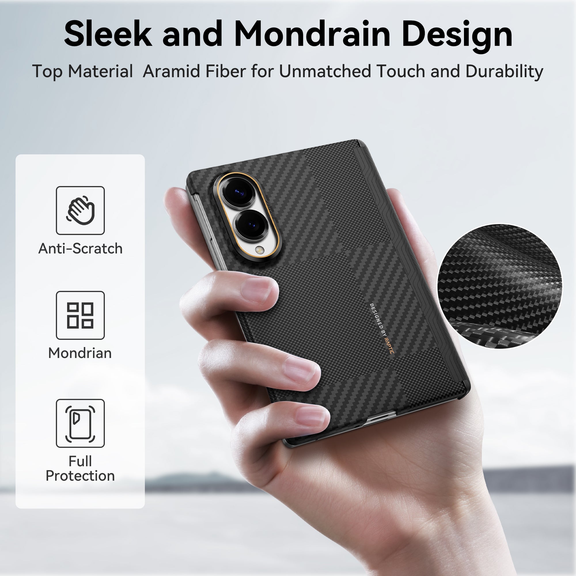 Ultradünnes Magnet-Kevlar-Aramid-Schutzgehäuse für Samsung Galaxy Z Fold8/Z Fold8 Ultra Faltbare Bildschirm Mondrian-Serie