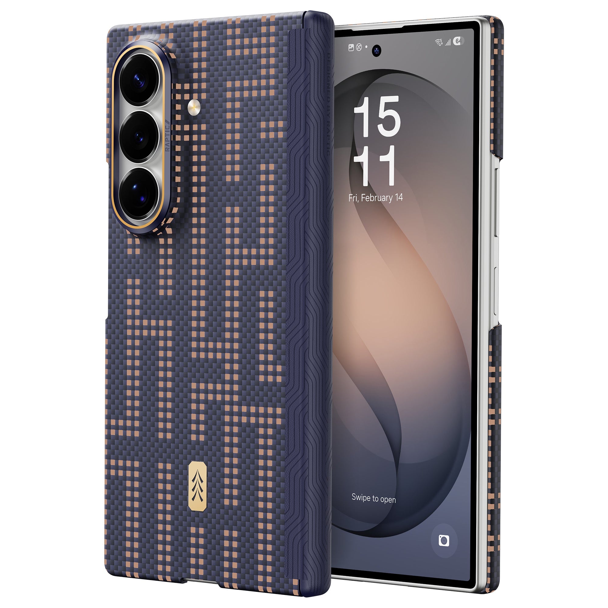 RAPTIC Ultra-Thin Magnetic Protective Case für Samsung Galaxy Z Fold8/Z Fold8 Ultra Foldable Phones, hergestellt aus Aramid Kevlar Material - blau und gold