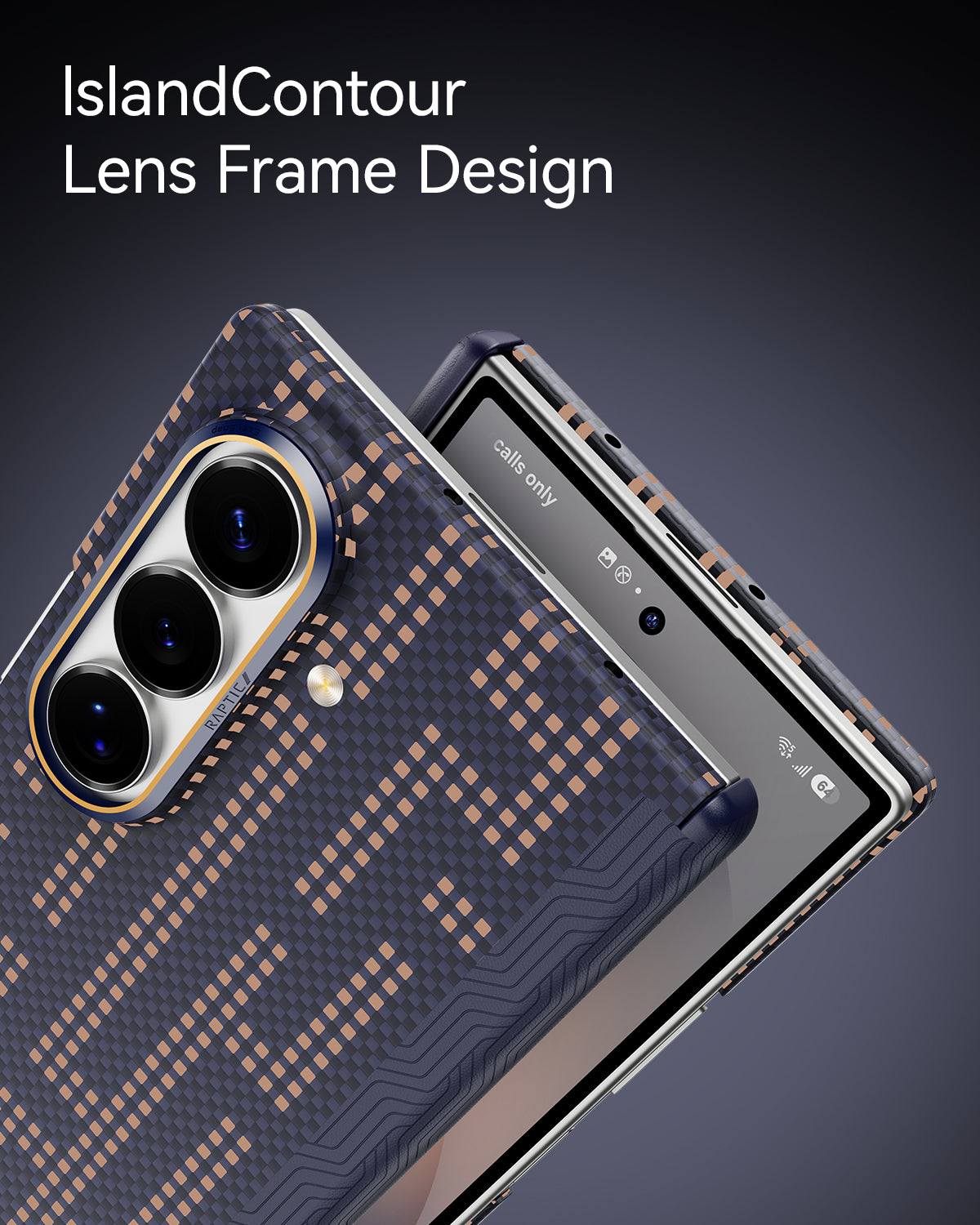 RAPTIC Ultra-Thin Magnetic Protective Case für Samsung Galaxy Z Fold8/Z Fold8 Ultra Foldable Phones, hergestellt aus Aramid Kevlar Material - blau und gold