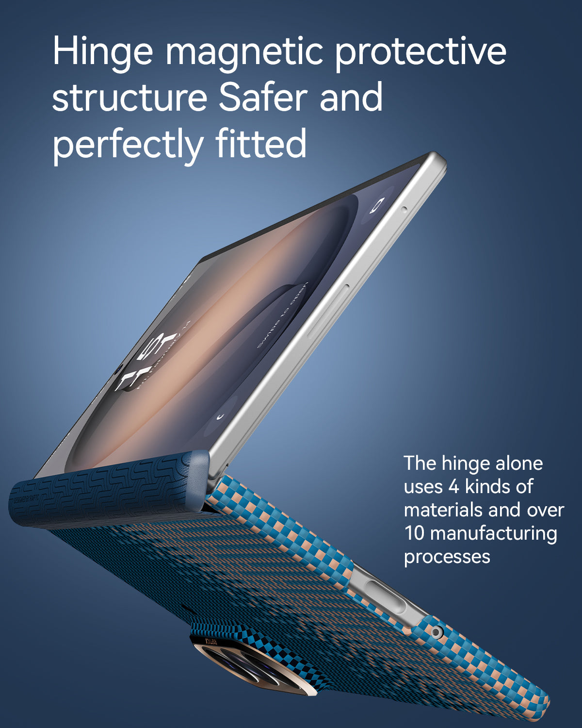 RAPTIC Slim Magnetic Protective Case für Samsung Galaxy Z Fold8/Z Fold8 Ultra Faltbarer Bildschirm mit Aramid Kevlar - Serenity Emerald
