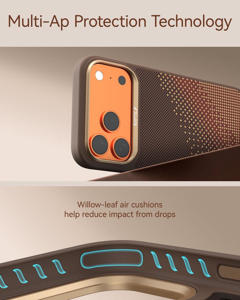 RAPTIC Aramid Dual Case für iPhone 17 Pro / 17 Pro Max- Serenity Amber