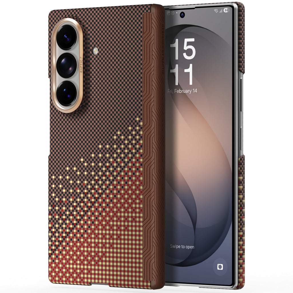 RAPTIC Slim Magnetic Protective Case für Samsung Galaxy Z Fold8/Z Fold8 Ultra Faltbarer Bildschirm mit Aramid Kevlar - Serenity Amber