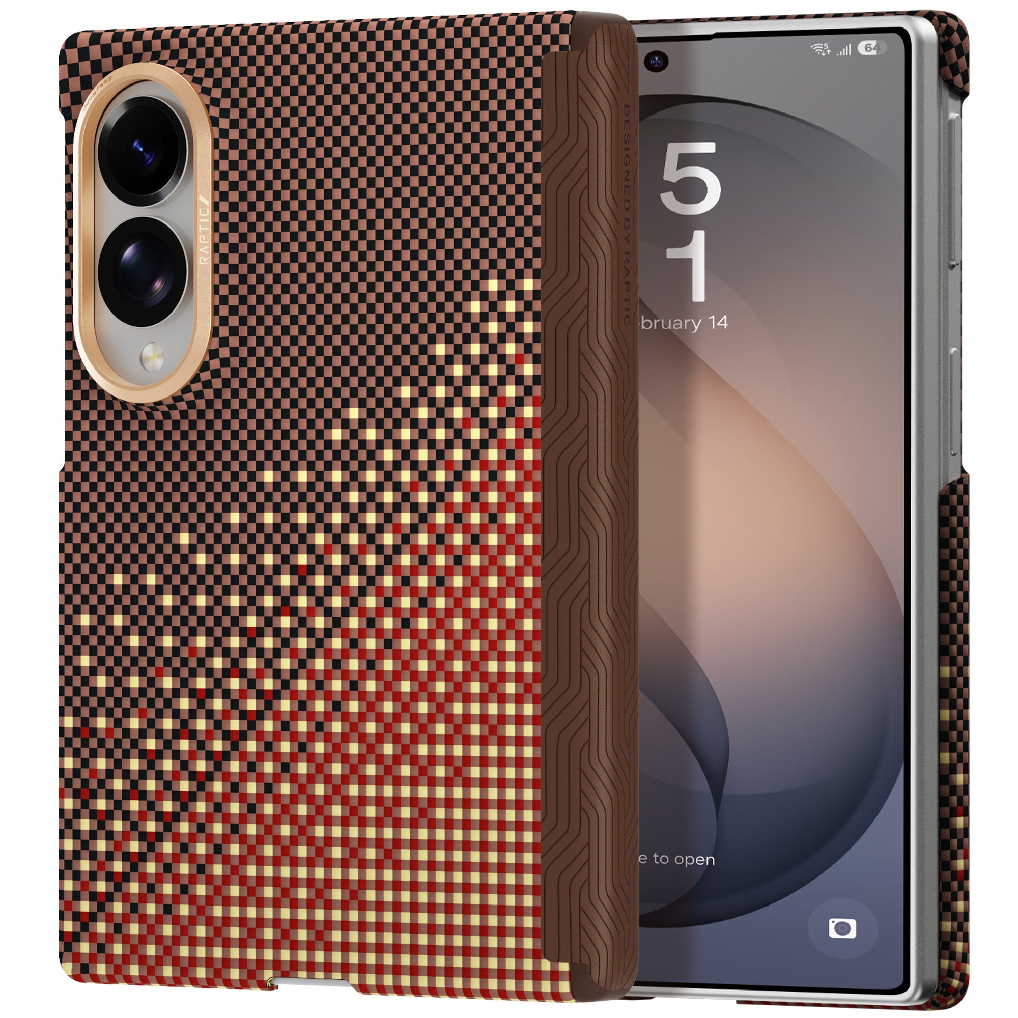 RAPTIC Slim Magnetic Protective Case für Samsung Galaxy Z Fold8/Z Fold8 Ultra Faltbarer Bildschirm mit Aramid Kevlar - Serenity Amber