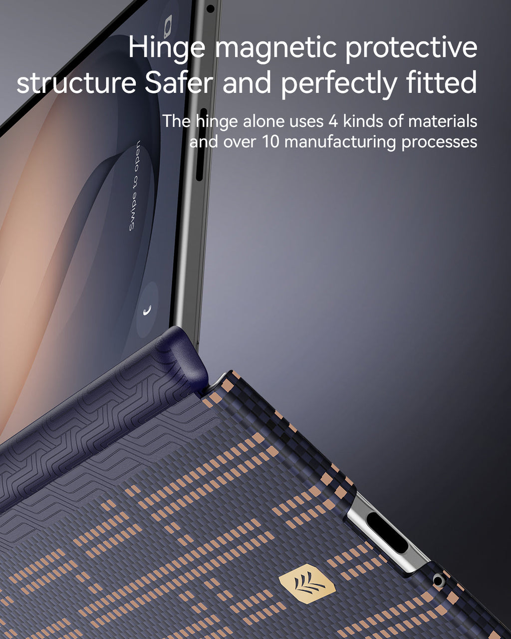 RAPTIC Ultra-Thin Magnetic Protective Case für Samsung Galaxy Z Fold8/Z Fold8 Ultra Foldable Phones, hergestellt aus Aramid Kevlar Material - blau und gold
