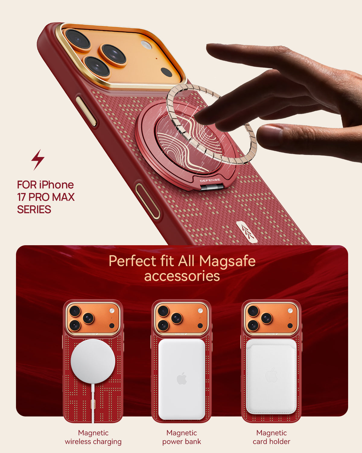 Raptic Aramid Dual für iPhone 17 Pro / iPhone 17 Pro Max - Grid Glory