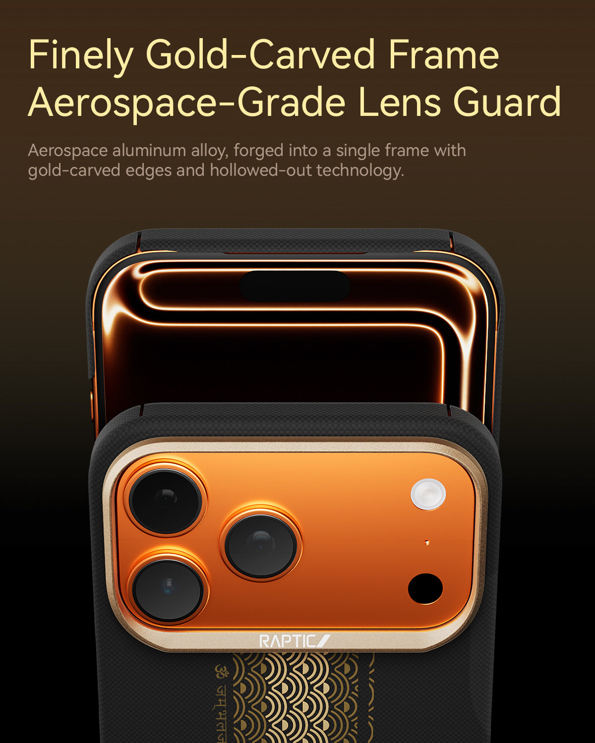 Raptic Aramid Fortune Case für iPhone 17 Pro-24K Gold getaucht Yellow Dzambhala