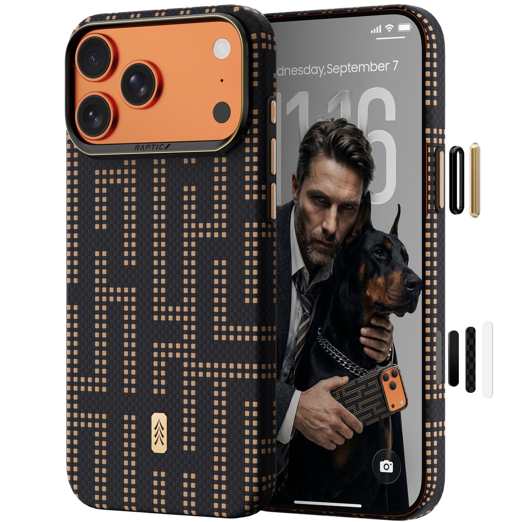 RAPTIC Aramid Skin Magsafe Telefongehäuse für iPhone 17 Pro / 17 Pro Max-Grid Valor